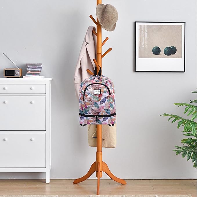 Dry Wet Drawstring Backpack with Shoe Compartment for Women Adjustable Gym Bag