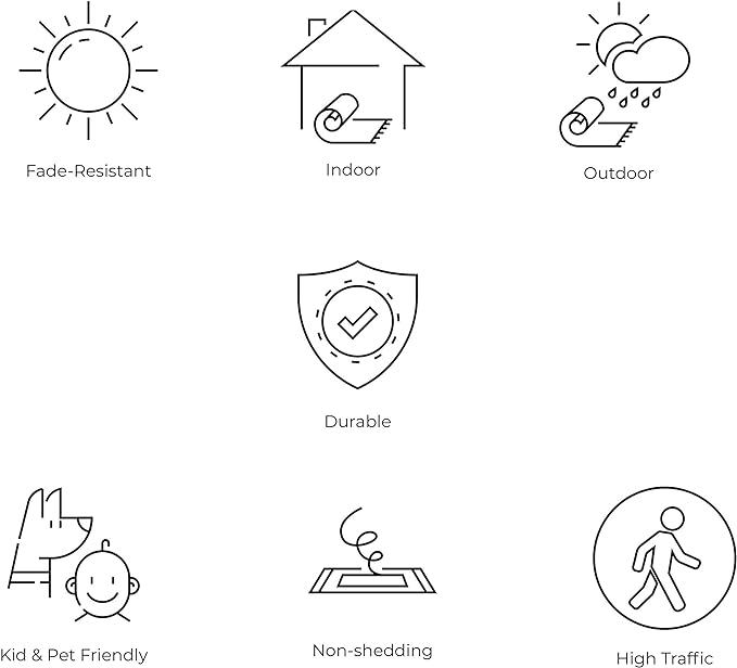 JONATHAN Y SMB105D-8SQ Estrella Bohemian Medallion Textured Weave Black/Gray 8' Square Indoor/Outdoor Area Rug, Pet Friendly, Non-Shedding, Stain Resistant, Easy-Cleaning for Backyard, Patio, Porch