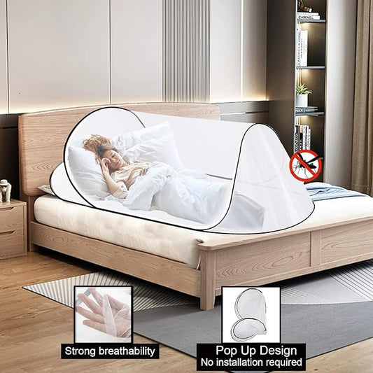 CMINGJ Large Pop Up Mosquito Tent, Portable Foldable Mosquito Net for Bed Camping Travel Patio,Mosquito Net for Adults Baby (78 * 31 * 22inch) (Black Fixed Size)