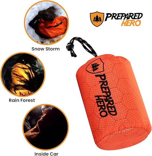 Prepared Hero Survival Bag - Emergency Sleeping Bag, Thermal Bivy Sack for Camping, Hiking, Outdoor. Lightweight, Portable, Survival Shelter.
