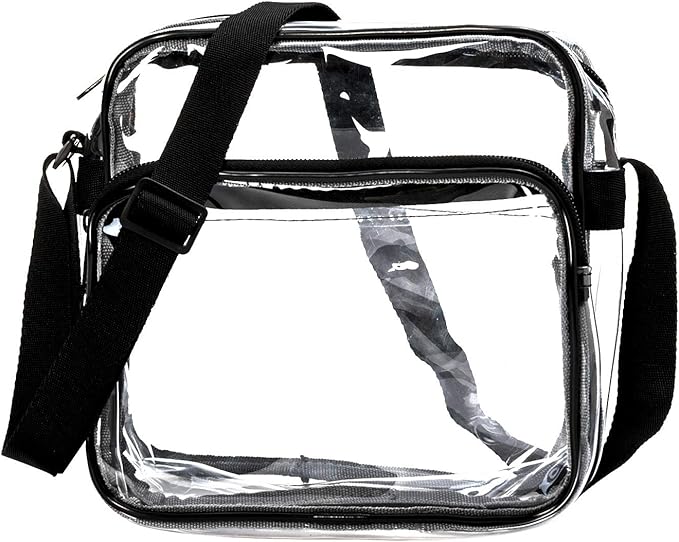 K-Cliffs Heavy Duty Clear Tote Deluxe See Through Messenger Work Bag Durable Transparent PVC Lunch Bag