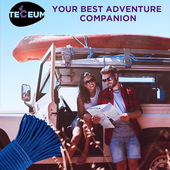 TECEUM Heavy Duty Rope 1000 – 1000ft / 200ft / 100ft / 50ft – 40+ Colors – Utility Rope for Survival & Camping Gear – Nylon String, Camping Rope, para Cord, Utility Nylon Rope, Tent Cord