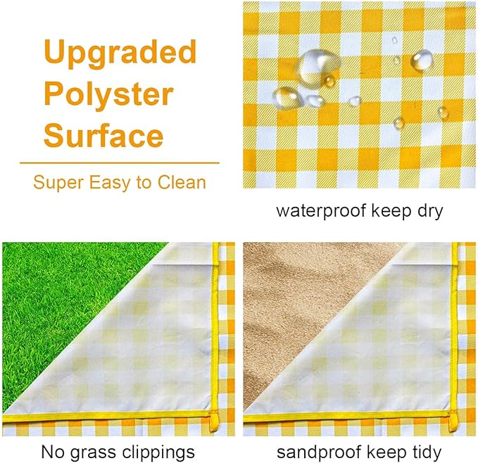 ZHUYNXIR Extra Large Picnic Blanket, 87x87 inch Waterproof Picnic Blanket, Gingham Picnic Mat for Beach, Camping Grass Picnic Blankets.