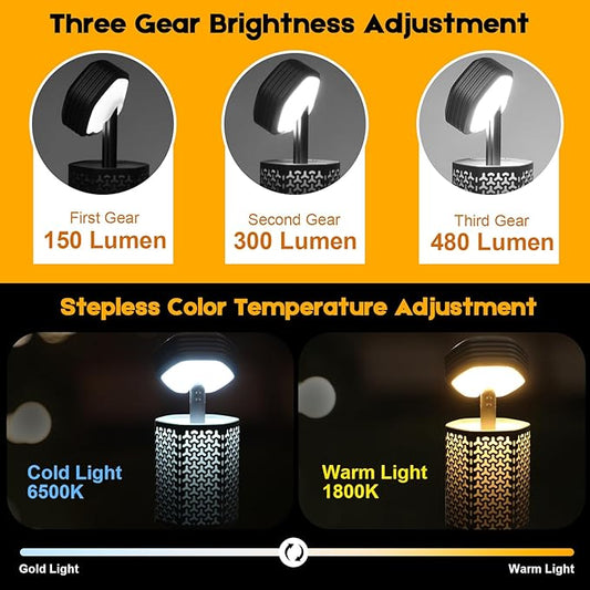 Telescopic Camping Lights, Rechargeable 10500mAh Camping Lantern with Storage Bag, Waterproof LED Camping Lamp with Magnetic, Portable Outdoor Tent Light for Camping,Hiking,Emergency,Fishing (Black)