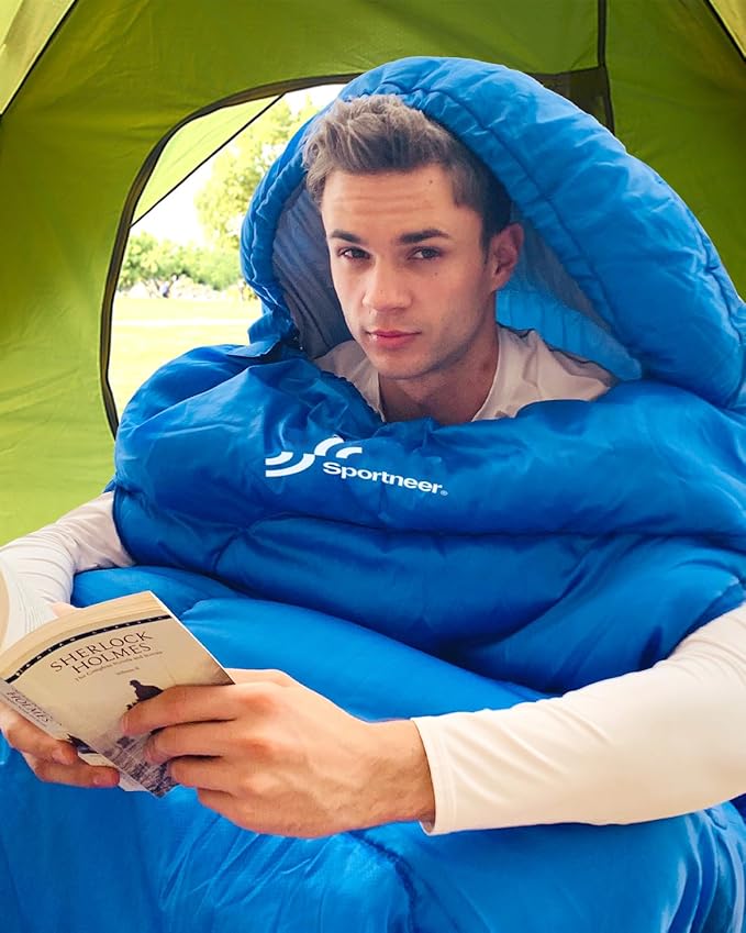 Sportneer Sleeping Bag - Wearable for Adults & Kids with Arm Zipper Holes in Cold & Warm Weather, Waterproof Portable Sleeping Bag for Camping, Hiking, Backpacking, Outdoor Travel