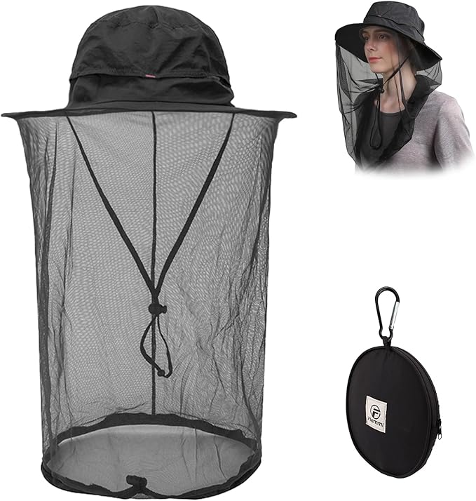 Flammi Mosquito Net Hat Safari Hat UPF 50+ Sun Protection Boonie Hats for Men with Neck Flap Fishing Hiking Hat for Men/Women