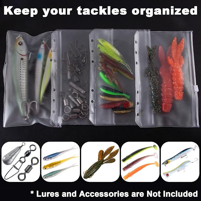 Dr.Fish Bait Binder Bags Worm Wallet Binders Travel Portable Compact Tackle Storage for Soft/Hard Baits, Leaders, Lines, Rigs