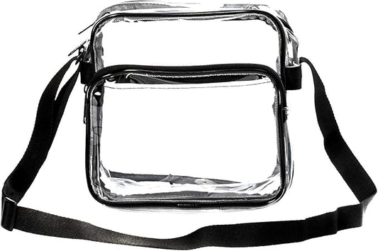 K-Cliffs Heavy Duty Clear Tote Deluxe See Through Messenger Work Bag Durable Transparent PVC Lunch Bag