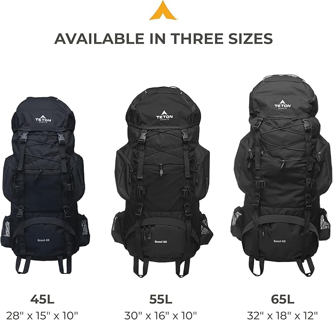 TETON 45L Scout Internal Frame Backpack for Hiking, Camping, Backpacking, Rain Cover Included