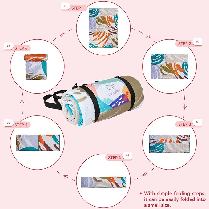 Whale Flotilla Extra Large Waterproof Picnic Blankets 60"x80", Foldable Lightweight Outdoor Blanket for Camping, Hiking, Traveling, Soft Portable Easy to Clean Picnic Mat for Beach Grass Park, Red