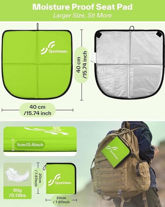 Sportneer Sitting Pad, Sit Pads for Backpacking Portable Camping Sit Pad Waterproof Folding Pad Stadium Seat Pad for for Camping Picnics Hiking