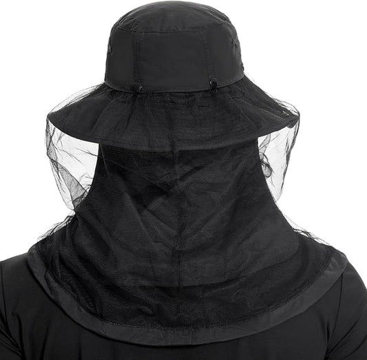 BASSDASH UPF 50+ Mosquito Sun Hat with Hidden Head Net and Neck Flap for Men Women Outdoor Fishing Hiking Camping FH16