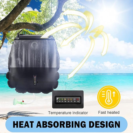 Solar Shower Bag | 5 Gal/20L Solar Heating Camping Shower Bag | Removable Hose | On-Off Switchable Shower Head | Ducha Portatil | Traveling Shower | Portable Shower for Beach Swimming, Hiking
