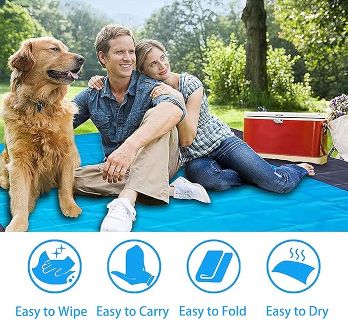 Ceresa Inc Beach Blanket Sandproof Waterproof Beach Mat, Lightweight Quick Drying Picnic Mat for Beach Camping Picnic Travel Hiking 79" X 83" for Family Outdoor Playing Supply