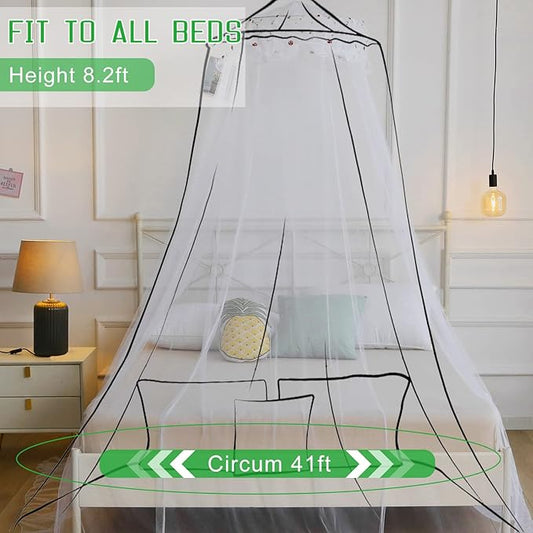 Mosquito Net Bed Canopy for Girls,King Canopy Bed Curtains Queen Size from Ceiling,Dome Mosquito Netting Bed Tent Twin Girls Canopy Bed Decor for Baby Crib,Kid Bed and Adult Beds (White-Dome1)