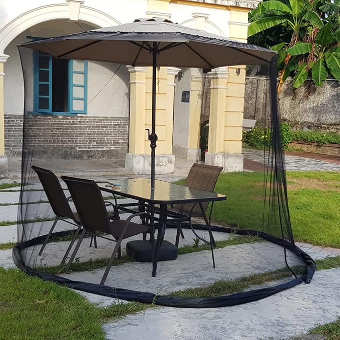 10FT Mosquito Net for Patio Umbrella Outdoors Screen Polyester Hanging Tent (Mosquito Net Only) (10FT)