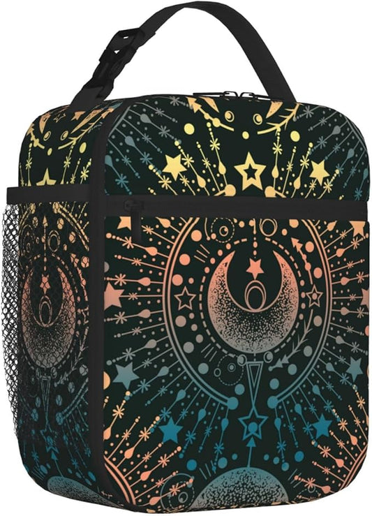 Magical Astrology Moon Star Insulated Lunch Bag Reusable Cooler Lunch Box Portable Leakproof Thermal Container Tote Bags for Girls Boys School Travel