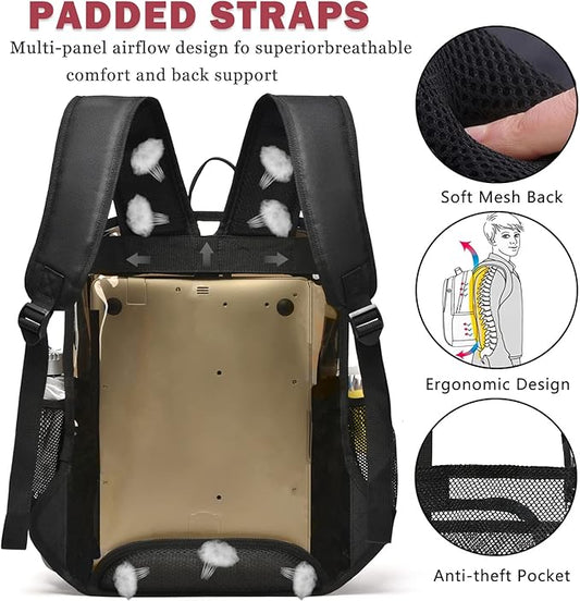 Clear Backpack, 15'' Clear Backpacks for School Heavy Duty See Through Bookbag Amber 0.6mm PVC Backpack for Men Women