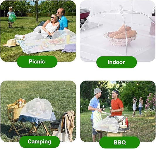 (8Pack) Pop-up Picnic Food Tent Covers, 17x17Inch Foldable Mesh Screen Food Covers for Outdoors, Reusable Food Cover Net Keep Out Flies, Mosquitoes…