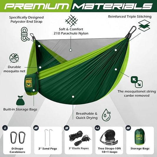 Camping Hammock Mosquito Net,Double & Single Portable Hammocks Hammocks with 2 Tree Straps,Hammock Tent for Travel Camping,Camping Accessories for Indoor Outdoor Hiking Backpacking Backyard Beach