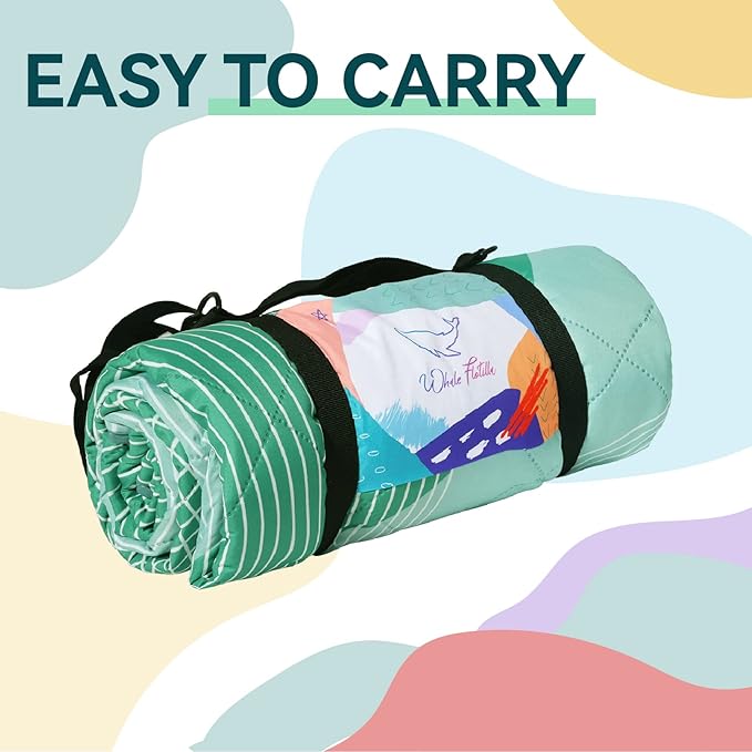 Whale Flotilla Extra Large Waterproof Picnic Blankets 60"x80", Foldable Lightweight Outdoor Blanket for Camping, Hiking, Traveling, Soft Portable Easy to Clean Picnic Mat for Beach Grass Park, Green