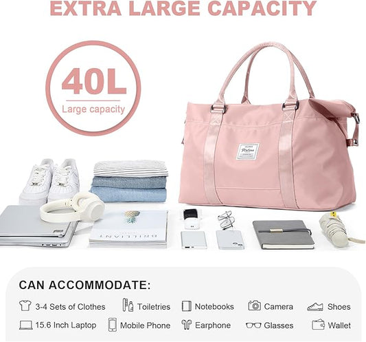 Travel Duffel Bag,Sports Tote Gym Bag,Shoulder Weekender Overnight Bag for Women