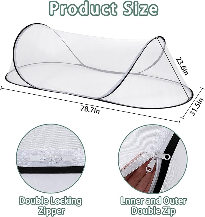 78.7 x 31.5 x 23.6 Inch Large Pop Up Mosquito Net, Collapsible Portable Mosquito Tent, Suitable for Adult Baby Bedroom, Outdoor Camping Use