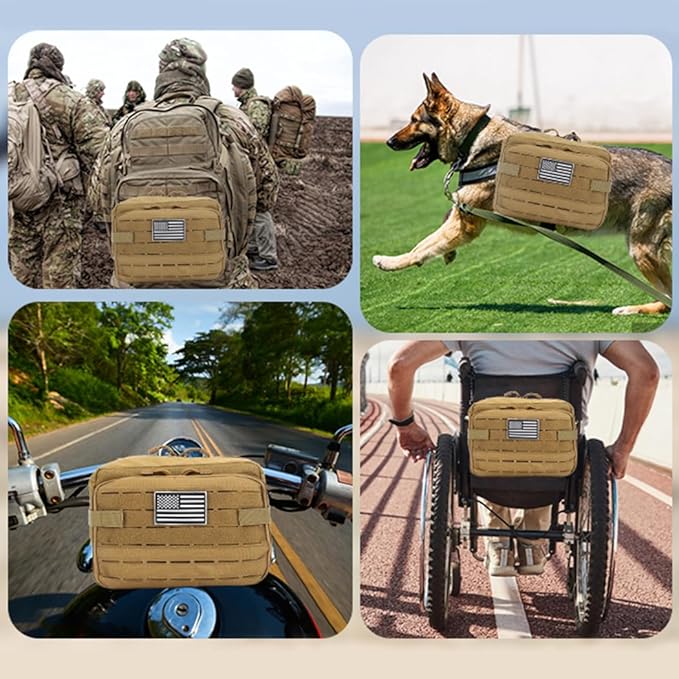 Tactical Pouch Large: EDC Gear Accessories Organizer With MOLLE System, Expandable Medical Pocket and U.S.A Patch