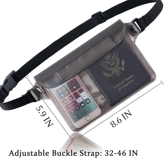 CADONO 2-Pack Waterproof Pouch with Adjustable Waist Strap | Screen Touch Sensitive Dry Bag, Keep Your Phone and Valuables Dry, Perfect for Swimming Kayaking Boating Fishing Beach Diving