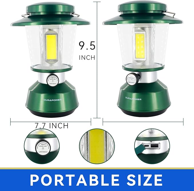 Durapower Rechargeable Camping Lantern,7500 Lumen Super Bright LED Camping Lantern, 7200 Mah Power Bank, IP44 Waterproof, 30 Hours, Portable Lantern for Hurricane, Power Outages