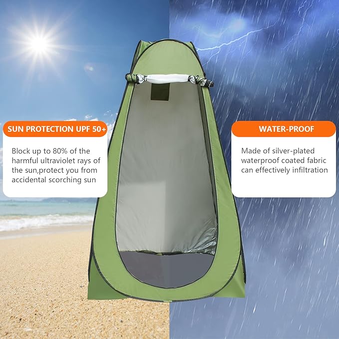 Camping Shower Tent,Pop Up Privacy Tent with Solar Shower Bag,Waterproof Pop Up Shower Tent for Portable Outdoor Toilet Shower Changing Room Sun Shelter Camping (Black/Camouflag/Green)