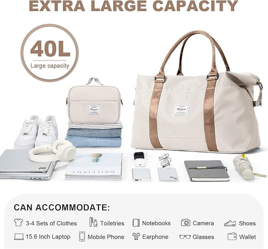 Travel Duffel Bag,Sports Tote Gym Bag,Shoulder Weekender Overnight Bag for Women