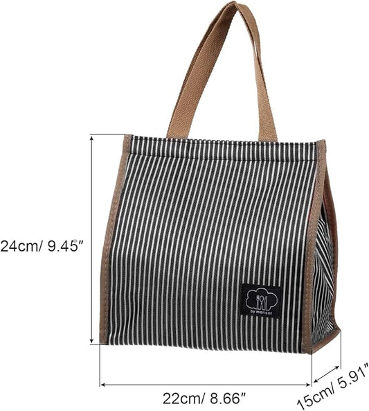 PATIKIL Insulated Lunch Bag, Oxford Cloth Waterproof Lunch Tote Bag Thermal Portable Lunch Box Food Container for Work Office Picnic Outdoor, 9.45"x5.91"x8.66", Black