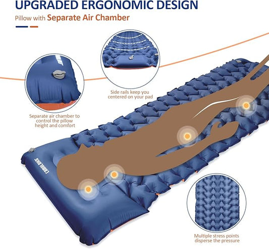 CAMULAND Sleeping Pad for Camping Backpacking Hiking 77.1" x 27.9" Self Inflating Mattress Ultralight Sleeping Mat Inflatable Air Bed