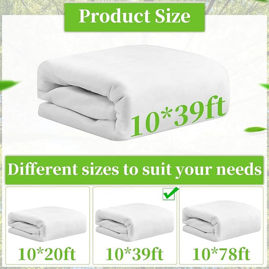 39x10Ft Mosquito Netting Garden Mesh Netting, Bug Insect Mosquito Fly Bird Net, Animals Barrier Protection Net, White 3x12 m