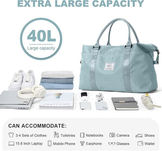 Travel Duffel Bag,Sports Tote Gym Bag,Shoulder Weekender Overnight Bag for Women
