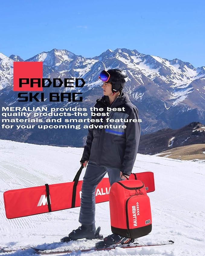Padded Ski Bag,Waterproof Full Padded Single Ski Travel Bag with Adjustable Shoulder Strap.