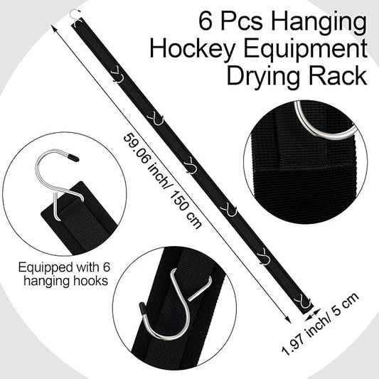 Suzile 6 Pcs Hockey Drying Rack Equipment Hanging Rack with 6 Hooks Multipurpose Gear Organizer Portable Sports Gifts Ice Hockey Camping Equipment for Home Travel Outdoor