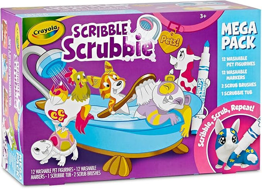 Crayola Scribble Scrubbie Pets Mega Set (25+ pcs), Reusable Pet Care Toy, Toys for Girls & Boys, Gift for Kids, Ages 3, 4, 5
