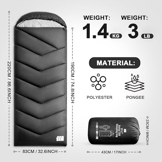 Sleeping Bags for Adults Cold Weather,Portable, Waterproof,Lightweight Sleeping Bag for Tall Girls Boys with Compression Sack for Warm Camping, Hiking, Outdoor & Indoor