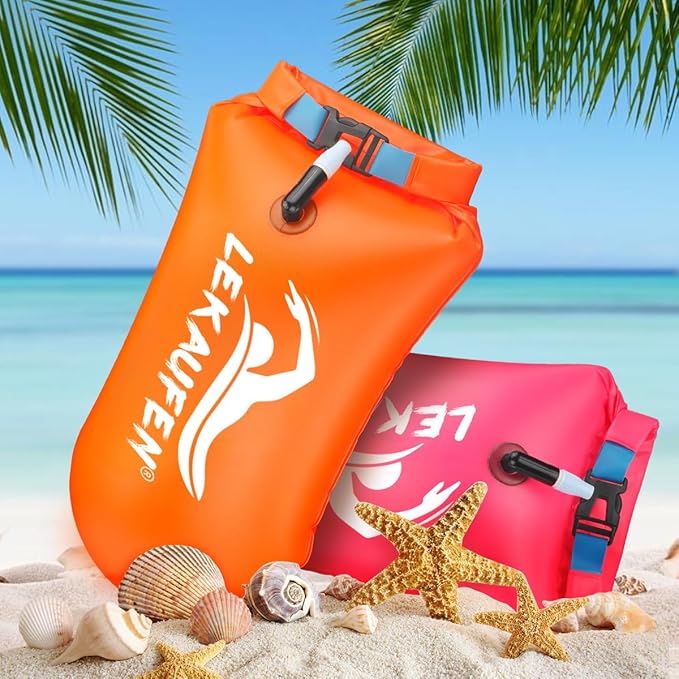 Swim Buoy for Open Water 2 Pack, 20L Swim Safety Float Waterproof Dry Bag for Swimmers Triathletes Kayakers Snorkelers, Swimming Pull Buoy for Safer Swim Training