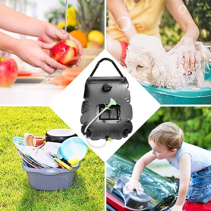 Solar Shower Bag | 5 Gal/20L Solar Heating Camping Shower Bag | Removable Hose | On-Off Switchable Shower Head | Ducha Portatil | Traveling Shower | Portable Shower for Beach Swimming, Hiking