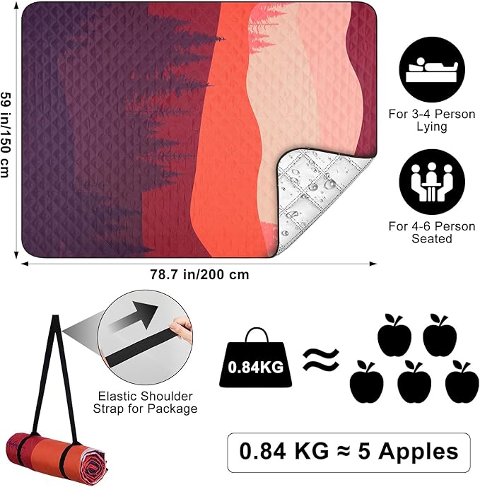 ICOSY Picnic Blankets Beach Blanket, Waterproof Outdoor Blanket Sandproof Picnic Camping Mat Camping Essentials 78" x 59"