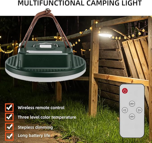 Multifuntional Rechargeable Camping Lantern,Magnetic Flashlight Power Bank for Power Outages,Portable LED Tent Light,Waterproof Emergency Light for Camping Hiking Tent Storms(Green)