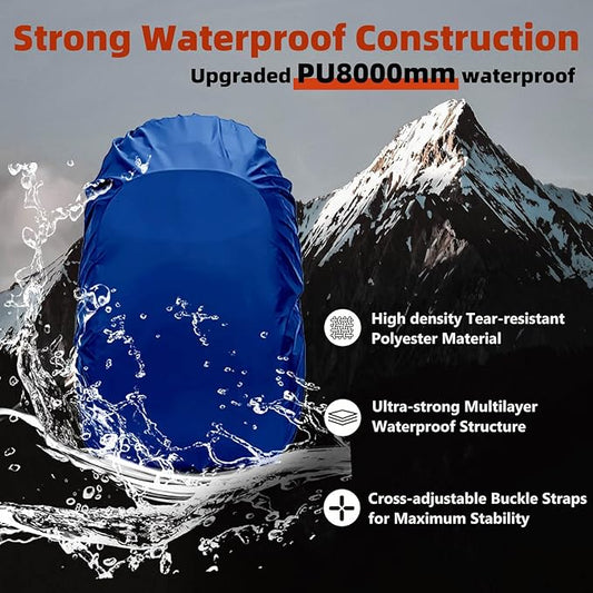 Frelaxy Waterproof Backpack Rain Cover, 8000mm Waterproof Level, Upgraded Ultra-Strong Multilayer Structure, Antislip Cross Buckle Strap, Ultralight Compact Portable, for Hiking, Camping, Traveling