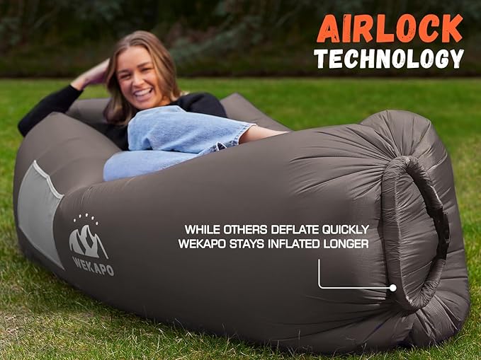 WEKAPO Inflatable Lounger Air Sofa Hammock-Portable,Water Proof& Anti-Air Leaking Design-Ideal Couch for Backyard Beach Traveling Camping Picnics & Music Festivals