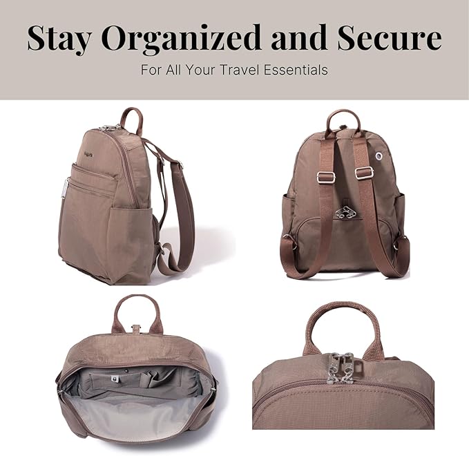 Securtex® Anti-theft Vacation Travel Backpack 10x13" Slash-Resistant Nylon Daypack w/RFID, Portobello