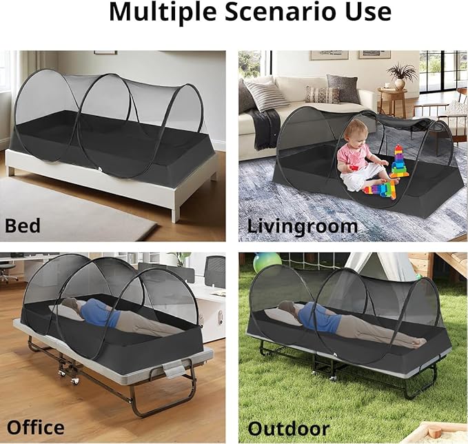 Mengersi Portable Mosquito Net Foldable Pop Up Tent for Twin Size Bed,Bed Canopy Mosquito Tent for Bed Camping Travel Patio,Free Installation