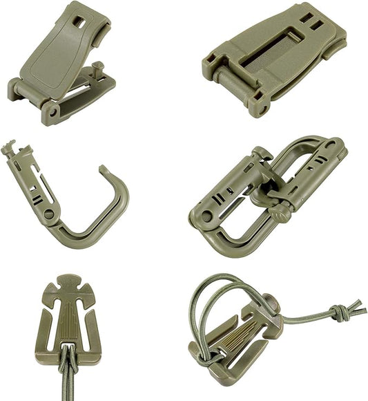 BOOSTEADY 36PCS Attachments for Tactical Backpack Vest Belt,D-Ring Grimloc Locking Gear Clip, Web Dominator Elastic Strings, Strap Management Tool Buckle,Hydration Tube Clips,Key Ring,MOLLE Bag
