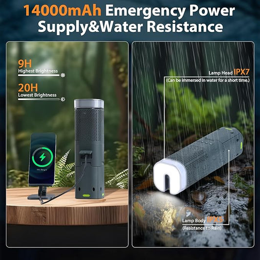 Yoobao Camping Lantern Rechargeable 14000mAh Battery Operated, Outdoor Telescopic Camping Tent Lights, 5 Light Modes, Magnetic Base, LED Flashlight Camping Essentials for Camping, Hiking, Emergency